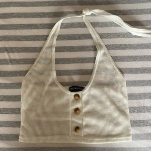 White Halter crop top